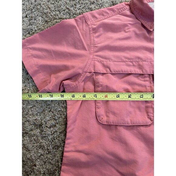 LL BEAN Pink Button Up Fishing Shirt Vented Mesh Outdoor Camp Short Sleeve M - Picture 8 of 8